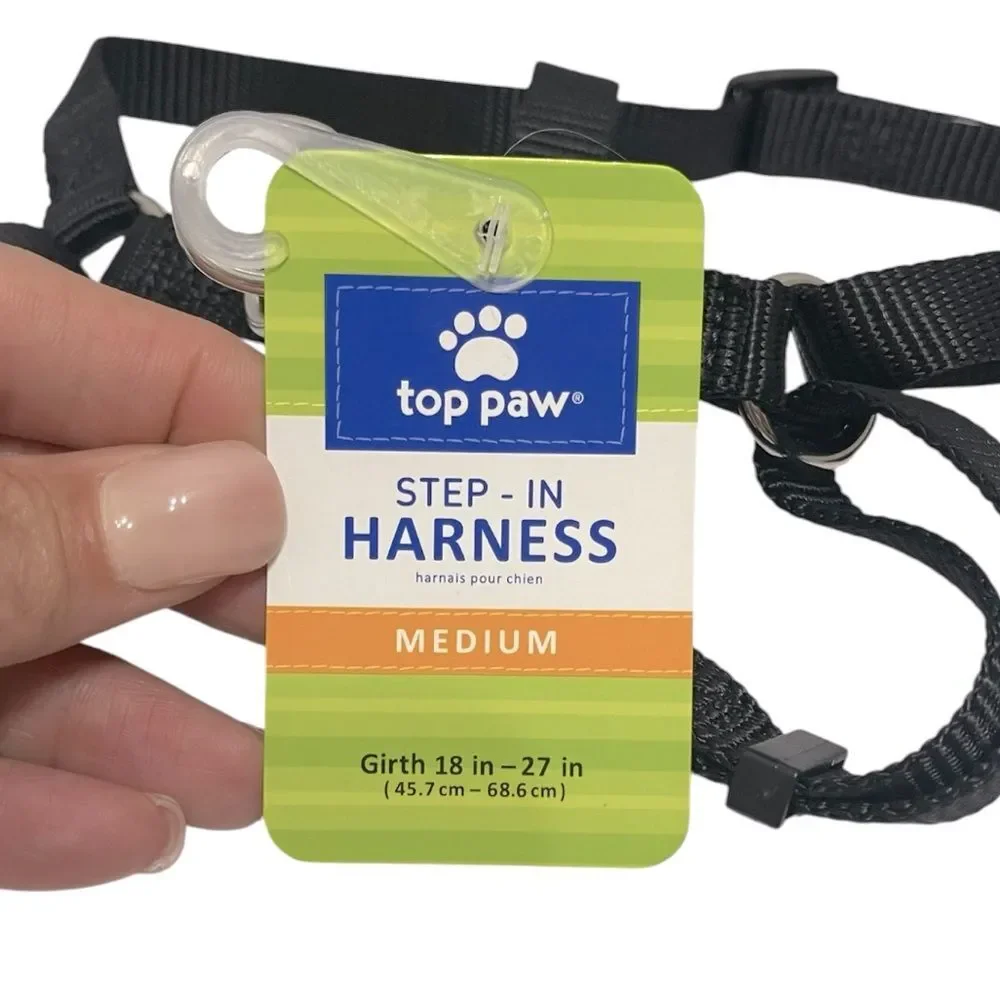 Top Paw Step-In Harness Black Size Medium Plus Mesh Muzzle